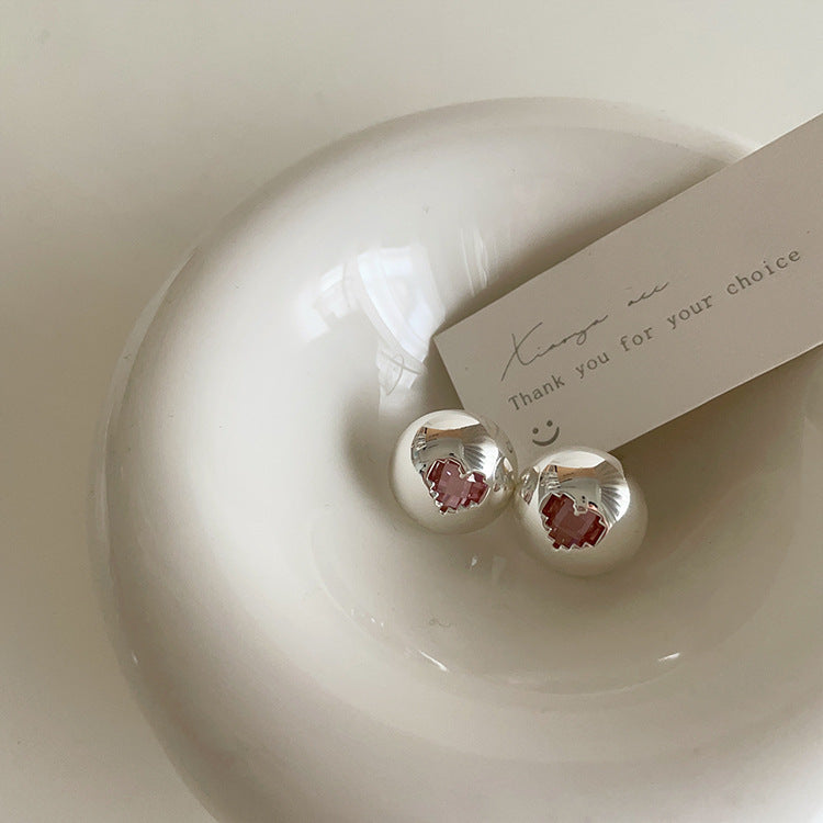 Pink Zirconia Metal Earrings