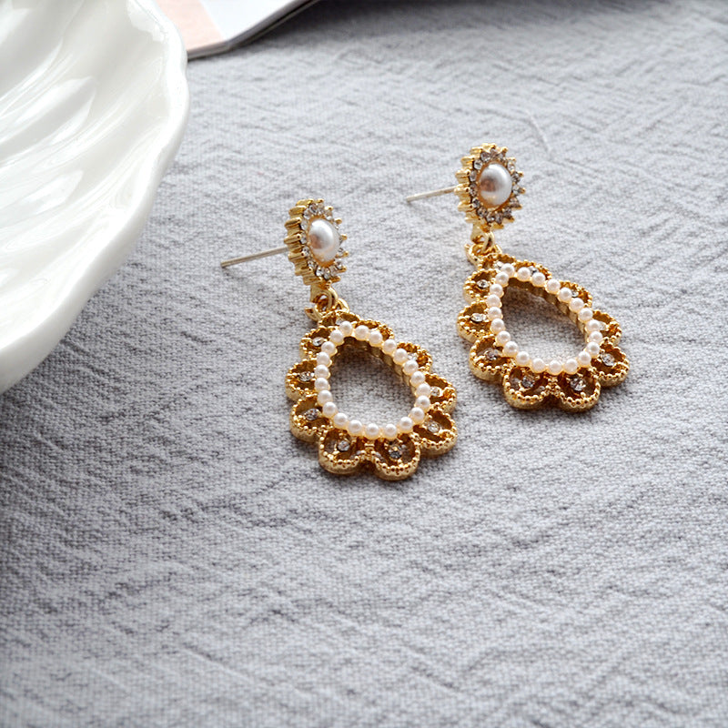 French Vintage Court Style Pearl Earrings