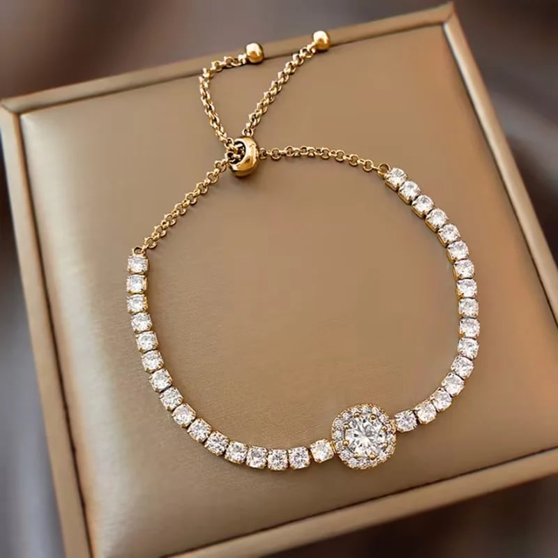 Moissanite Bracelet - Adjustable Length with Gift Box