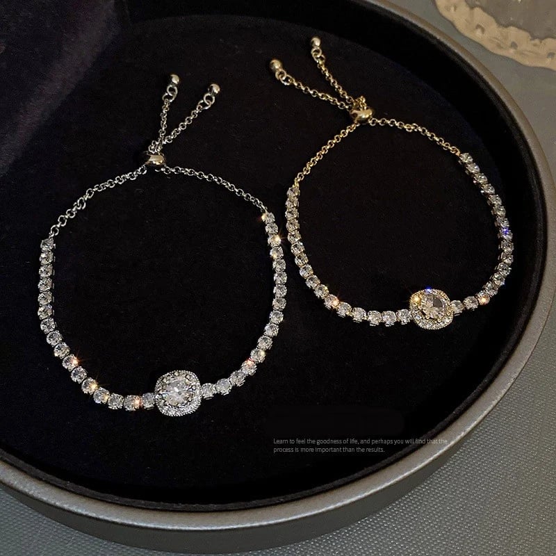 Moissanite Bracelet - Adjustable Length with Gift Box