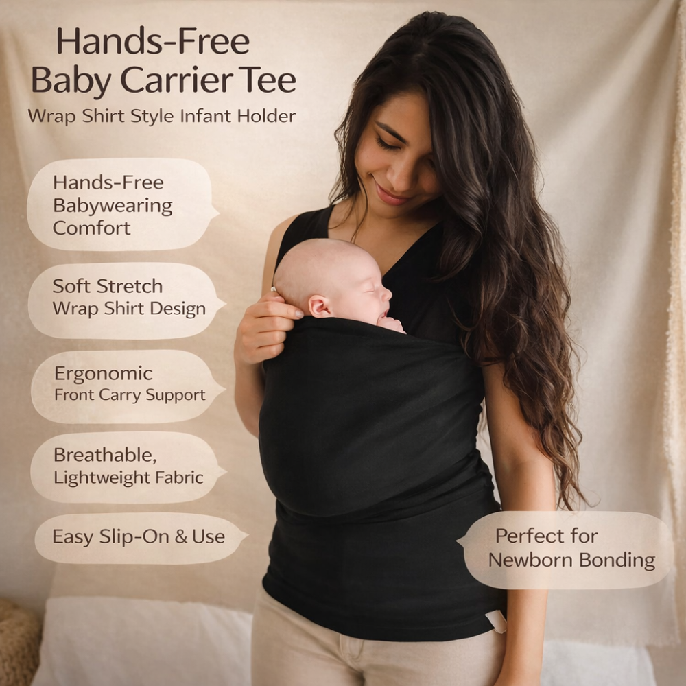 Baby Carrier Shirt Hands Free Wrap Style Infant Holder