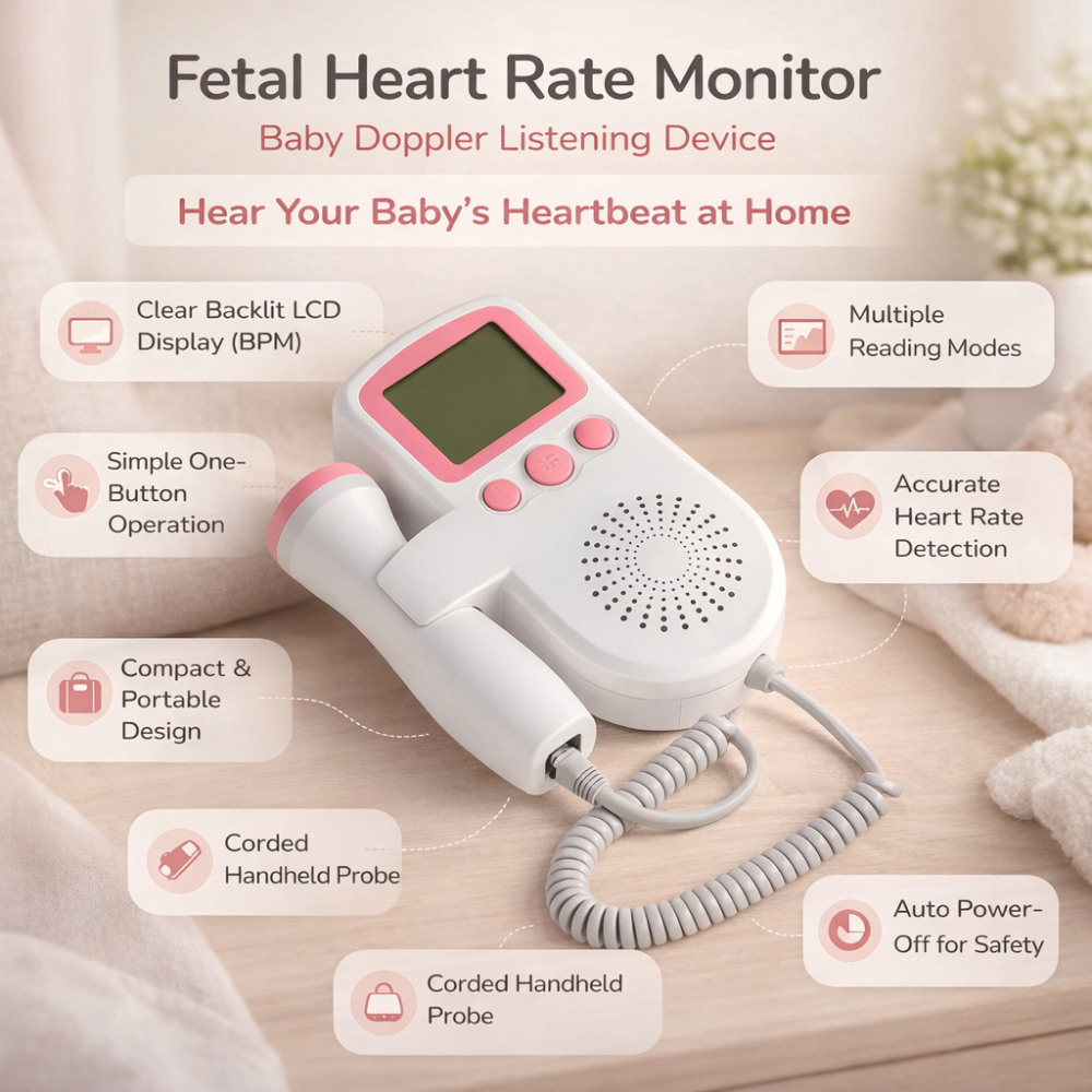 Fetal Doppler Heart Rate Monitor Portable Baby Listening Device