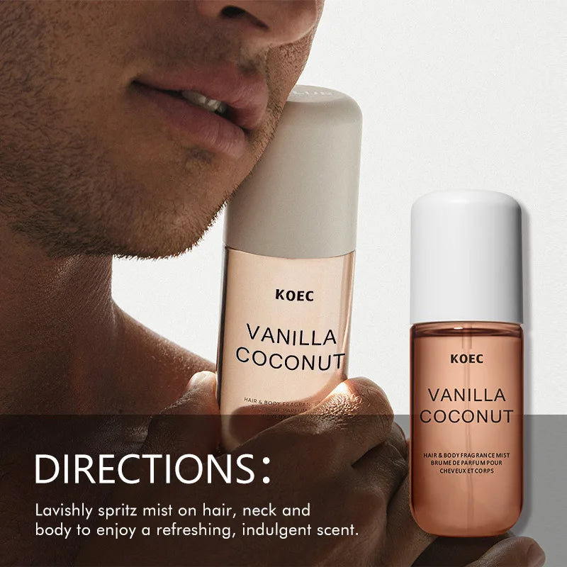 Vanilla and Coconut Fragrance Mist Perfume for Women - Refreshing Moisturizing Body Spray with Triple Note Plant Extracts for Daily Use