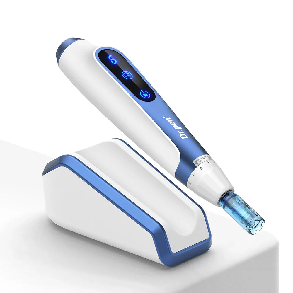 Wireless Electric Microneedling Pen for Face and Body - Professional Skin Rejuvenation and Anti-Aging Device with LCD Display and 6 Speed Levels