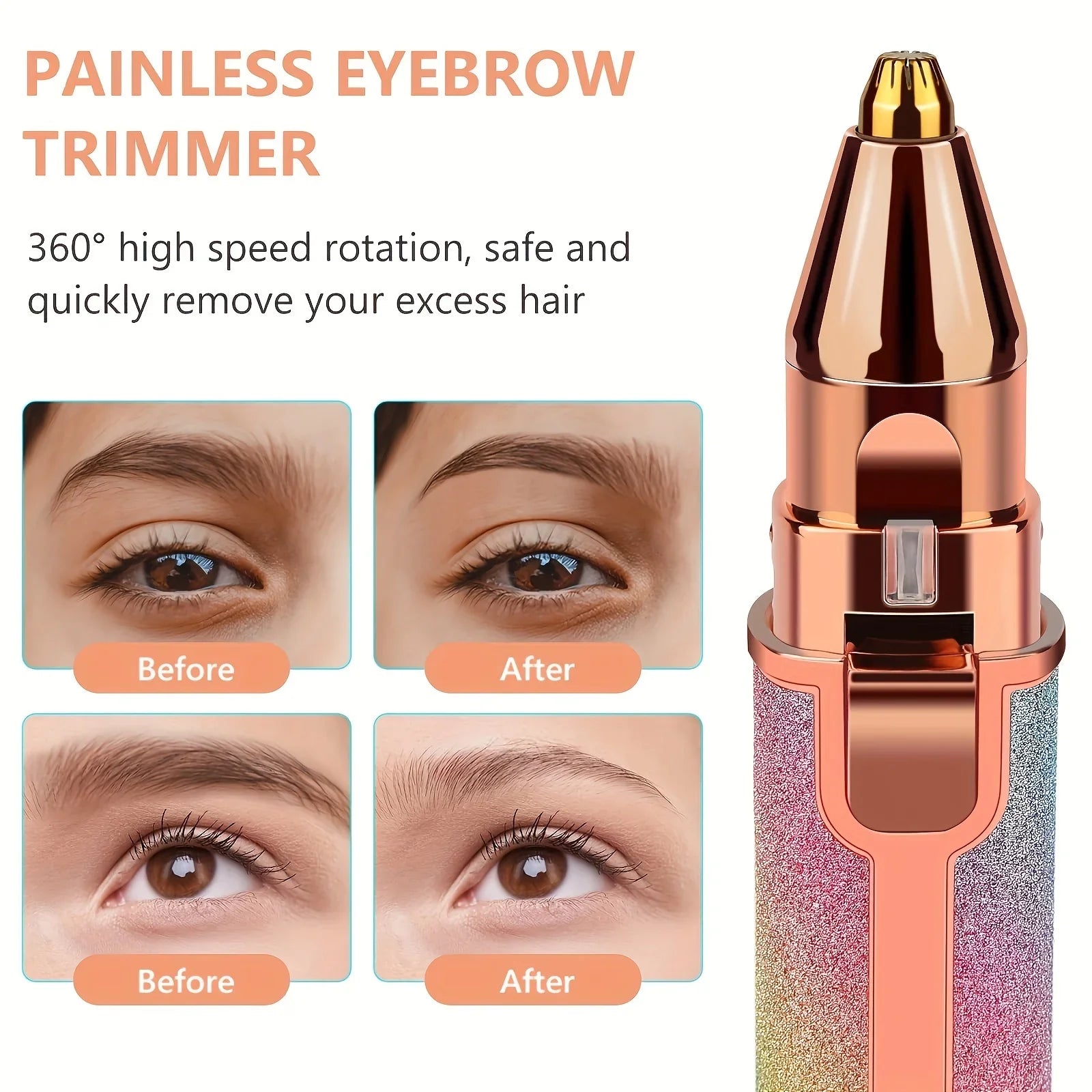 Rechargeable Electric Eyebrow Trimmer for Women - Waterproof Rotary and Vibrating Shaver with Stainless Steel Blades and USB Charging - IPX5