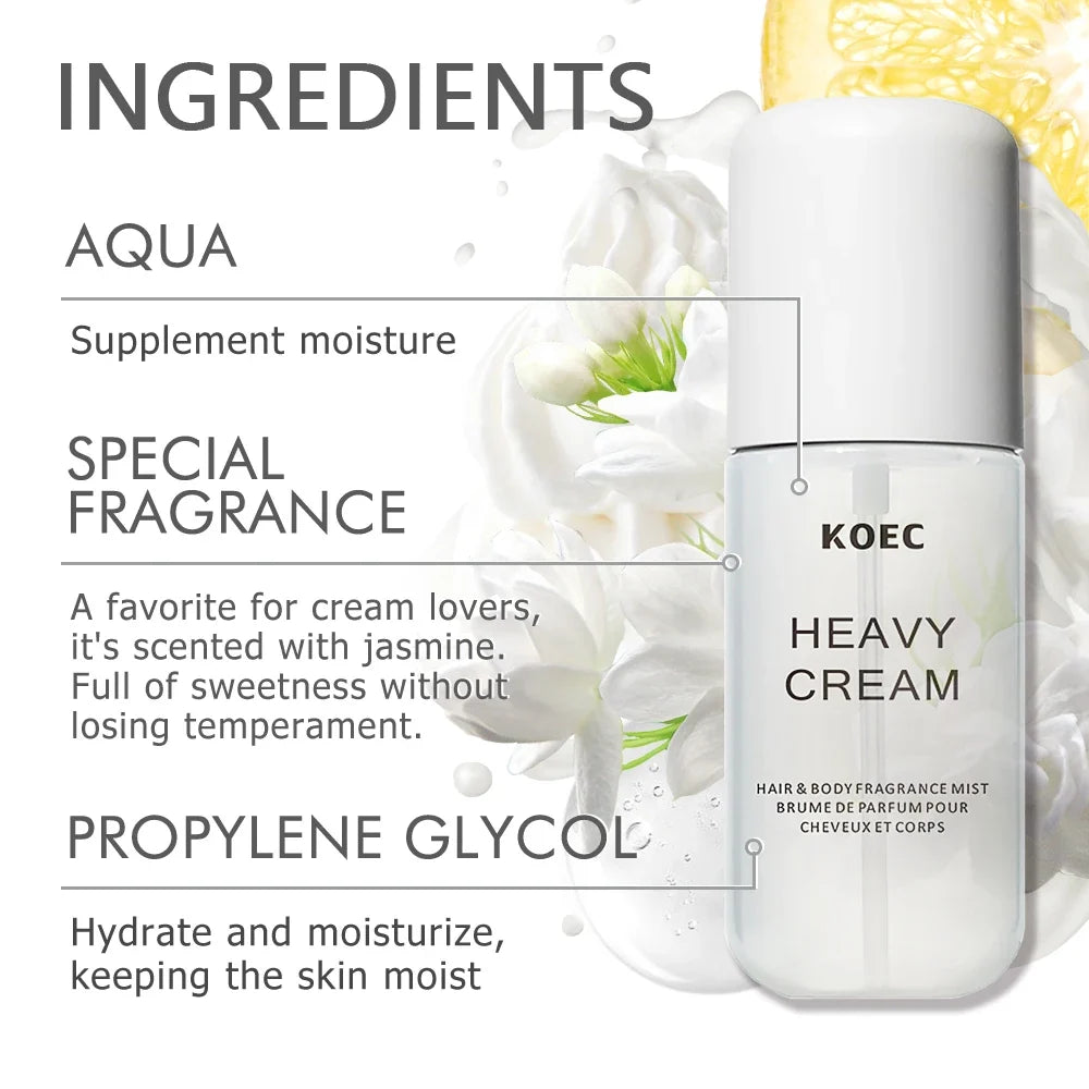 Heavy Cream Scented Perfume Body Mist for Men and Women - Long-Lasting Fresh Fragrance Spray - Luxury Deodorizing Body Mist - 50ml