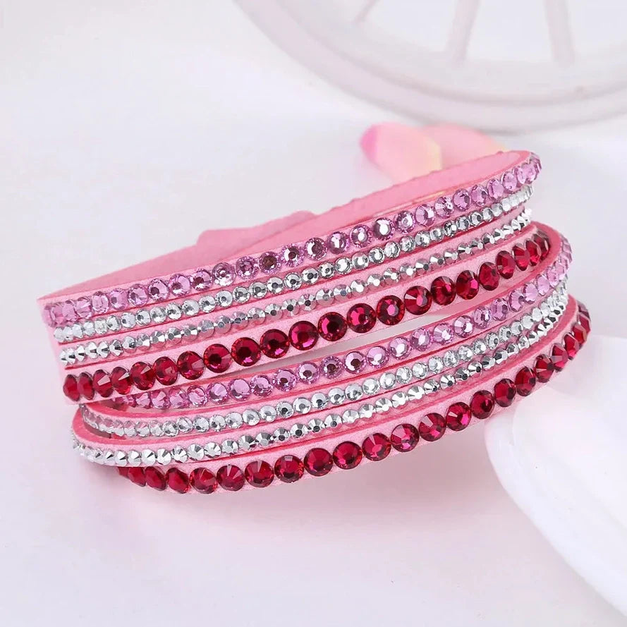 Bracelet for Women Black Crystal Wrap Design