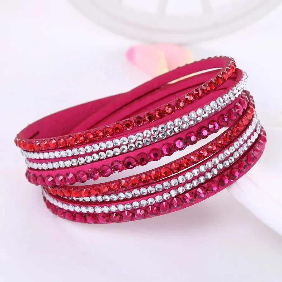 Bracelet for Women Black Crystal Wrap Design