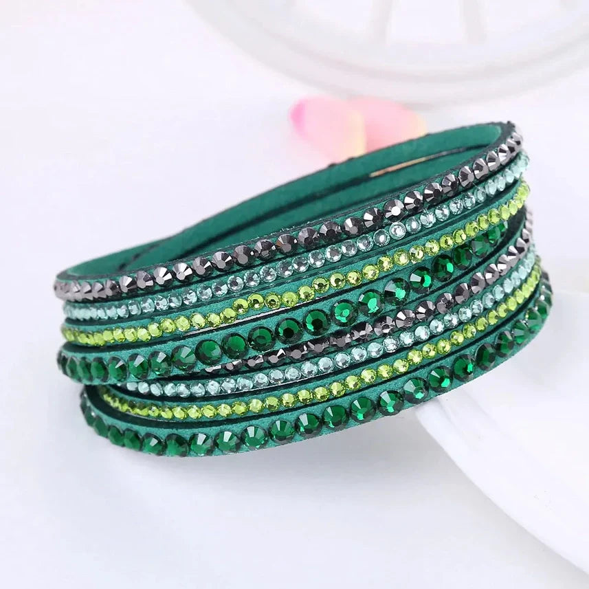 Bracelet for Women Black Crystal Wrap Design