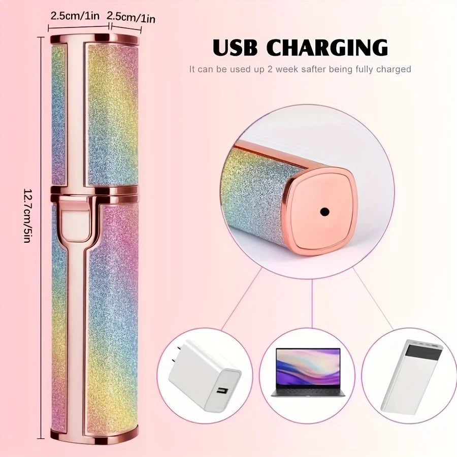 Rechargeable Electric Eyebrow Trimmer for Women - Waterproof Rotary and Vibrating Shaver with Stainless Steel Blades and USB Charging - IPX5