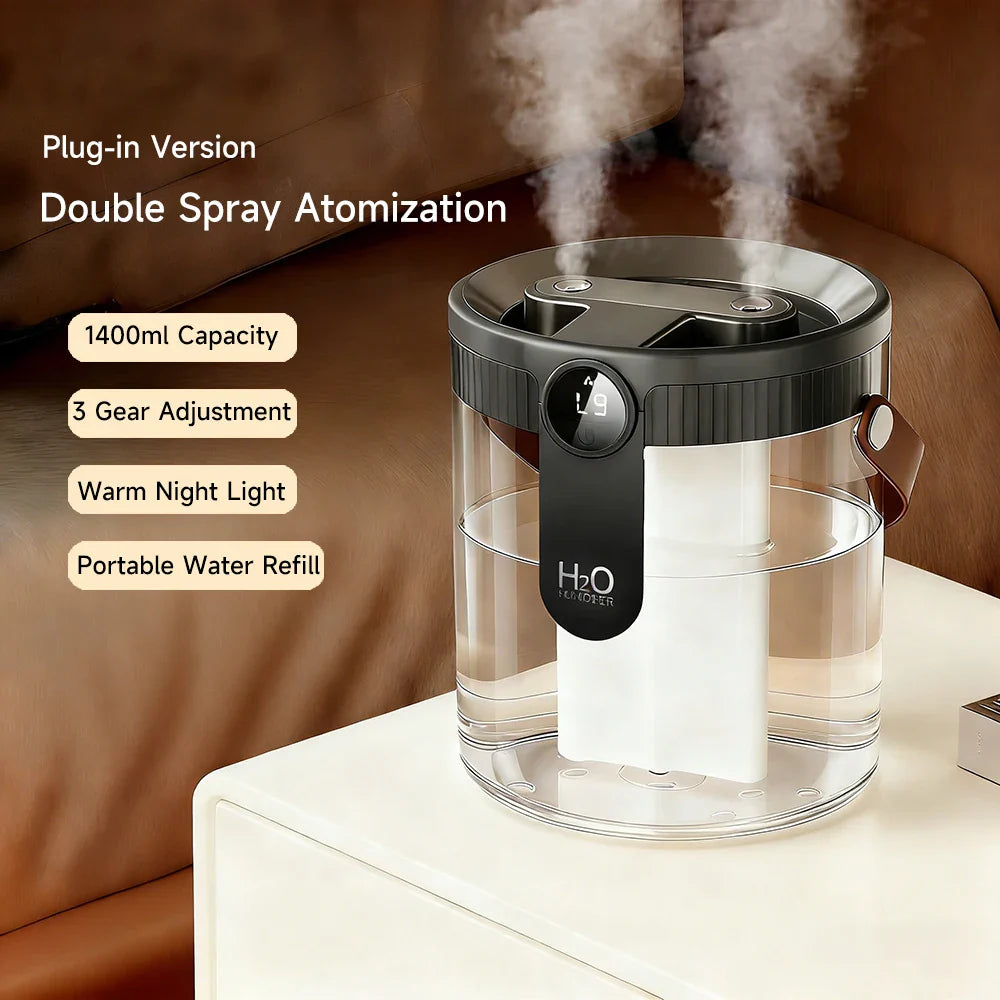 Portable Ultrasonic Air Humidifier and Aromatherapy Diffuser with 1.4L Top Fill Tank - Quiet USB Powered Mist Maker for Home, Office, and RV