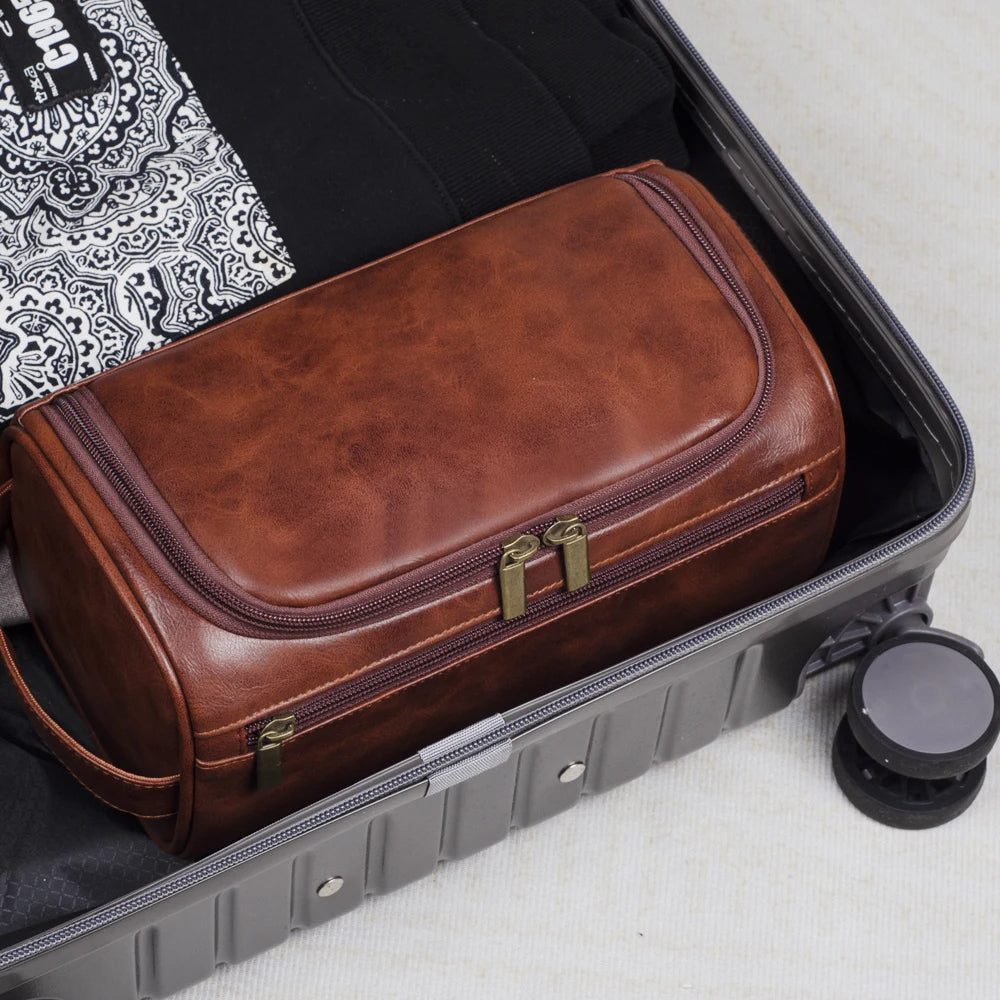Leather Toiletry Bag Travel Wash Bag