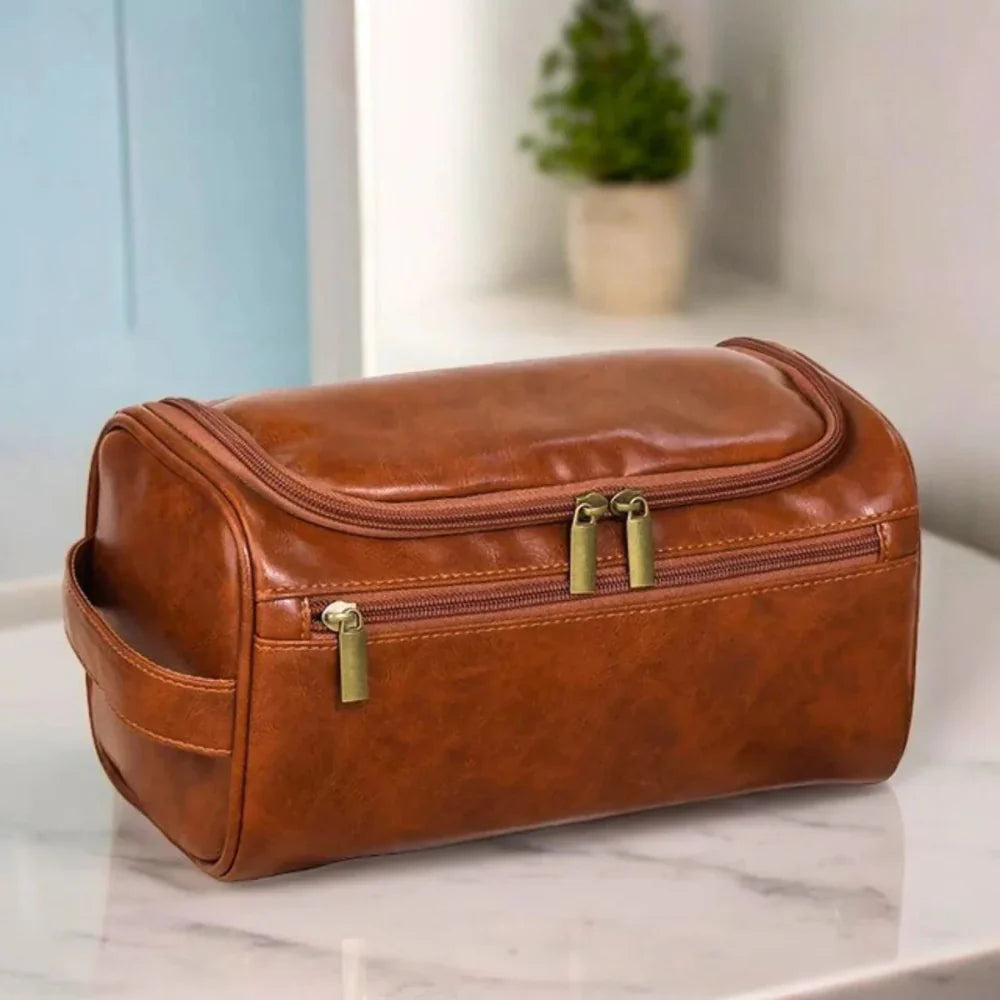 Leather Toiletry Bag Travel Wash Bag