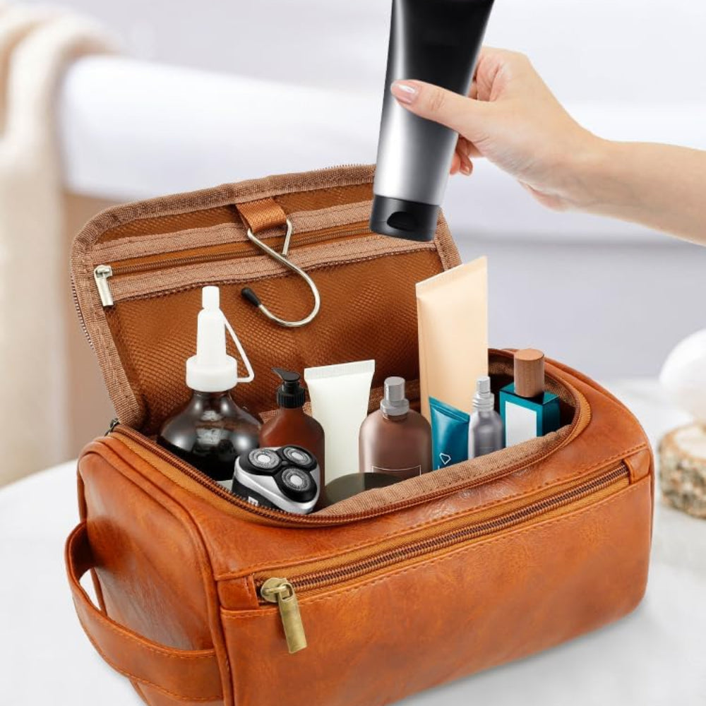 Leather Toiletry Bag Travel Wash Bag