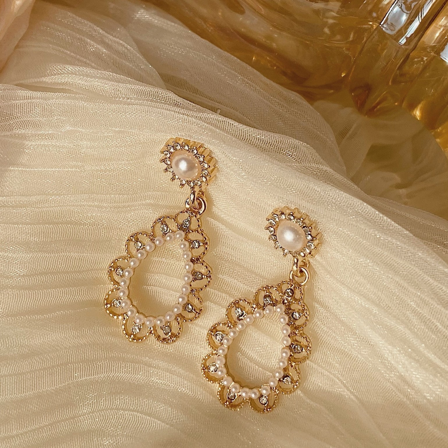 French Vintage Court Style Pearl Earrings