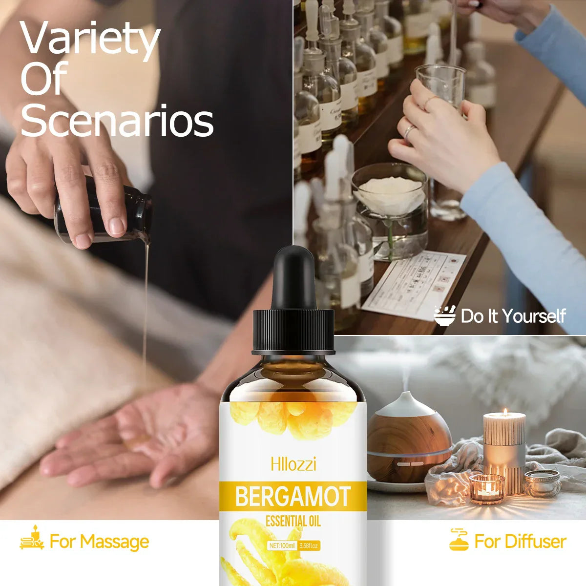 Thorntons vip beauty™ Bergamot Essential Oil – Premium Pure Oil for Hair Care, Skin, Aromatherapy Diffusers, Massage & Humidifiers