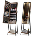 LED Jewellery Mirror Cabinet with Lockable Armoire - Coffee