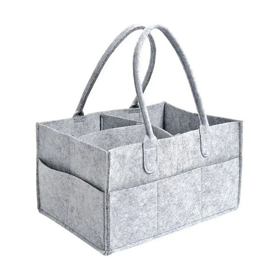 Thorntons vip beauty™ Felt Diaper Storage Caddy – Large Capacity Organizer Bag for Baby Diapers, Toys & Essentials – Portable Nursery Tote