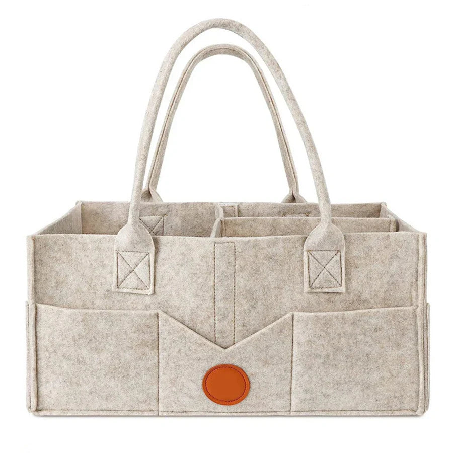 Thorntons vip beauty™ Felt Diaper Storage Caddy – Large Capacity Organizer Bag for Baby Diapers, Toys & Essentials – Portable Nursery Tote