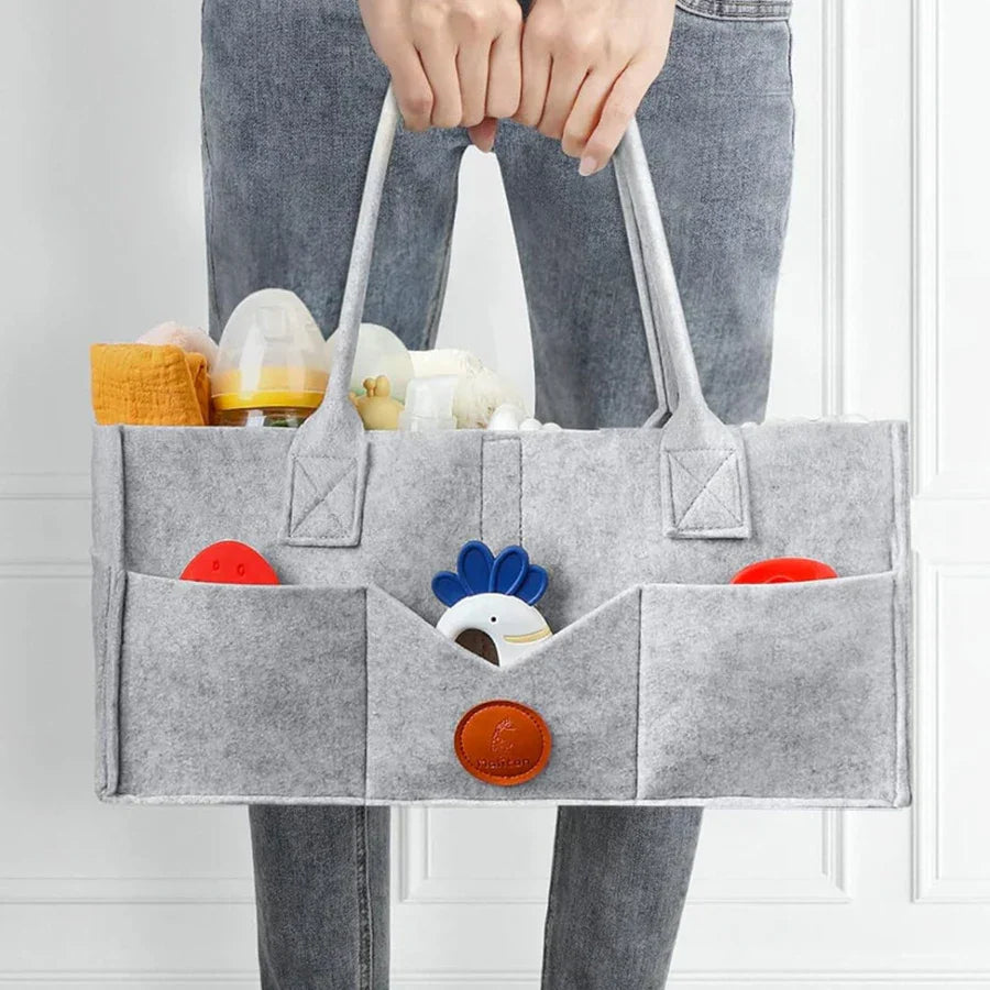 Thorntons vip beauty™ Felt Diaper Storage Caddy – Large Capacity Organizer Bag for Baby Diapers, Toys & Essentials – Portable Nursery Tote