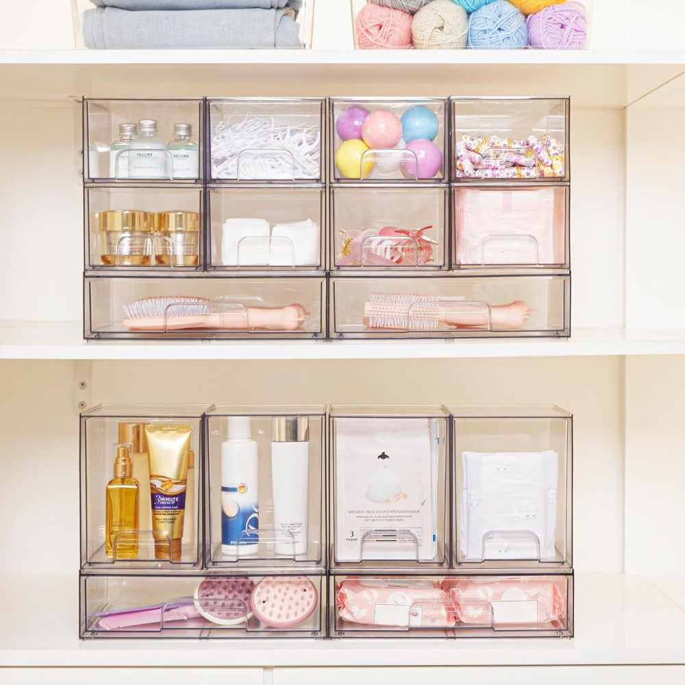 Storage Drawers Stackable Clear Organizer Closet Desk Use