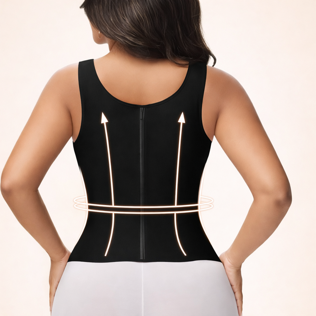 Women Corset Tank Top Front Zip Sleeveless Shapewear