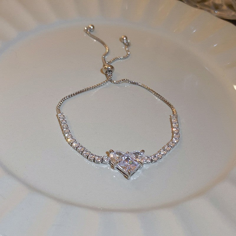 Moissanite Bracelet - Adjustable Length with Gift Box