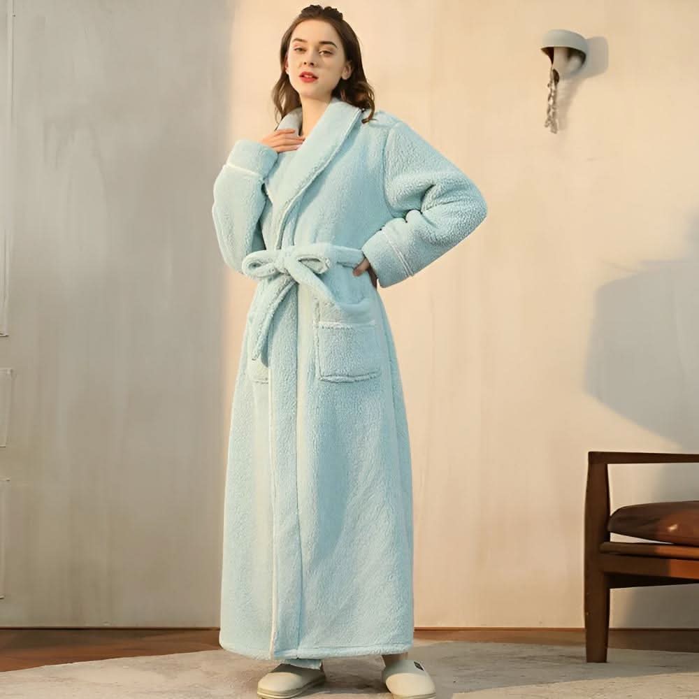 Coral Sherpa – Unisex Fleece Bathrobe with Shawl Collar