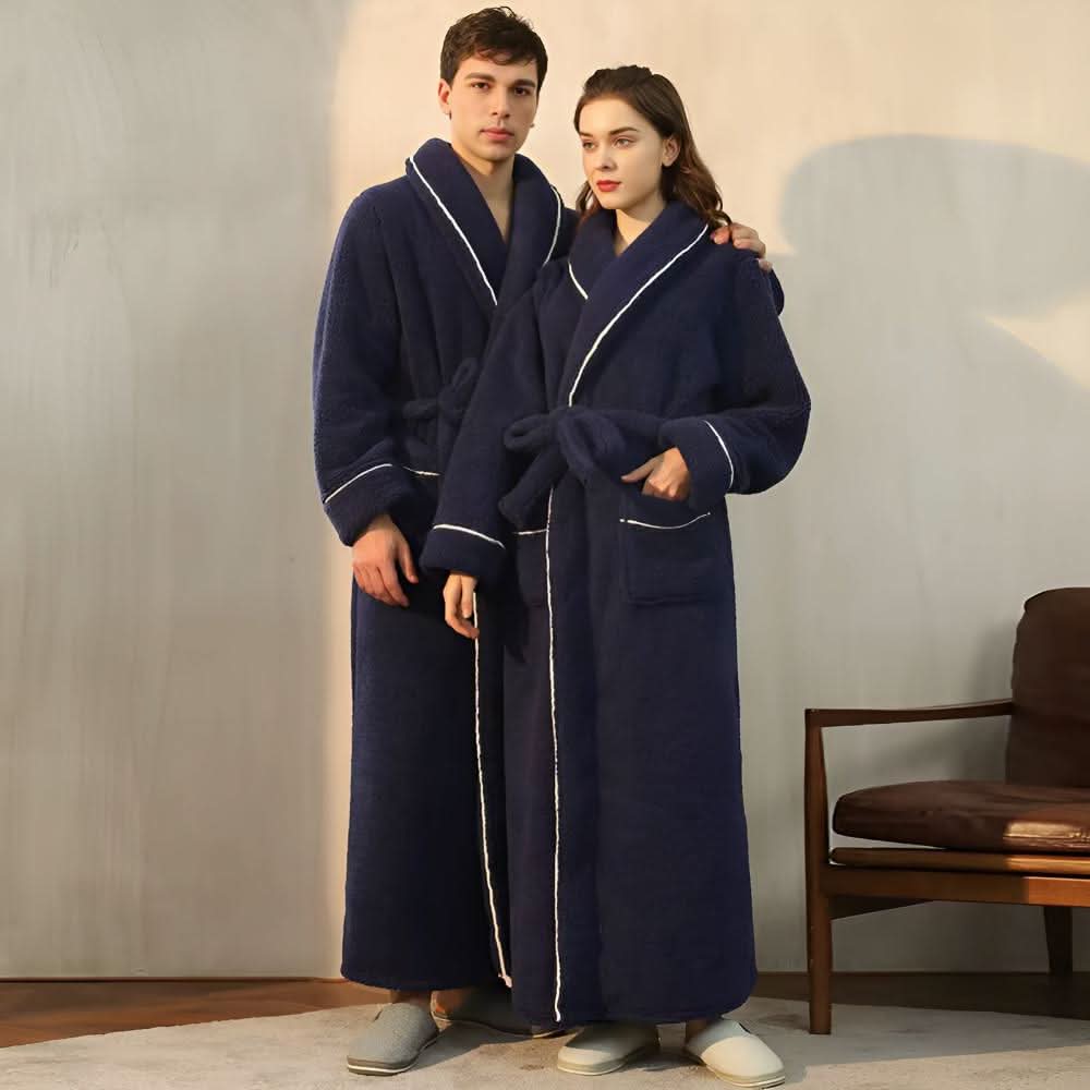 Coral Sherpa – Unisex Fleece Bathrobe with Shawl Collar