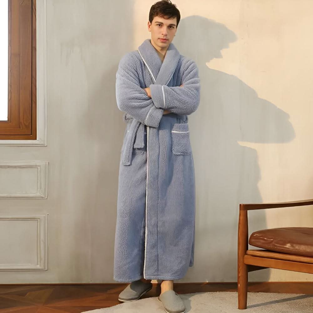 Coral Sherpa – Unisex Fleece Bathrobe with Shawl Collar