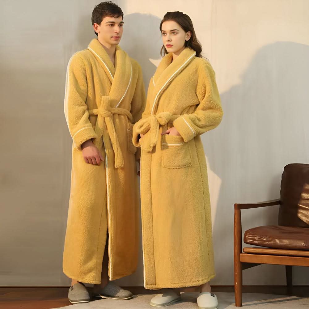Coral Sherpa – Unisex Fleece Bathrobe with Shawl Collar