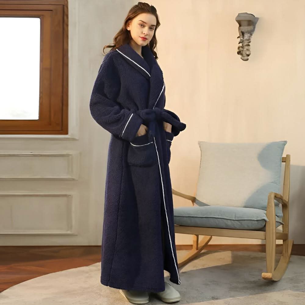 Coral Sherpa – Unisex Fleece Bathrobe with Shawl Collar