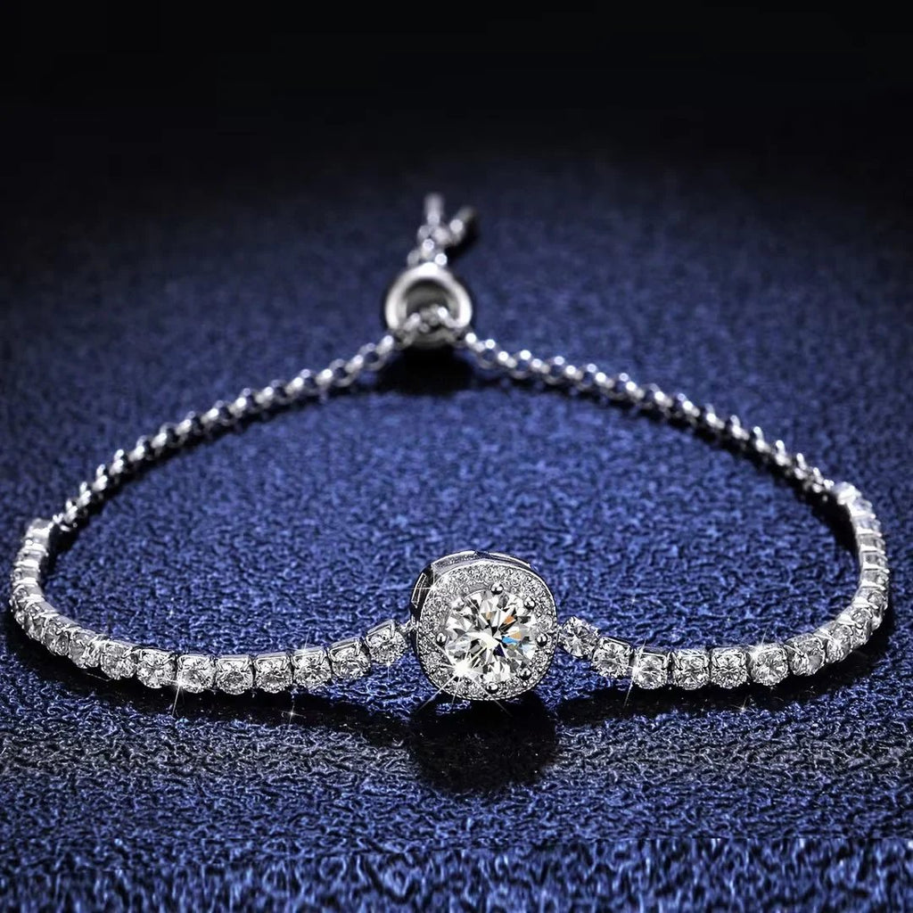 Moissanite Bracelet - Adjustable Length with Gift Box