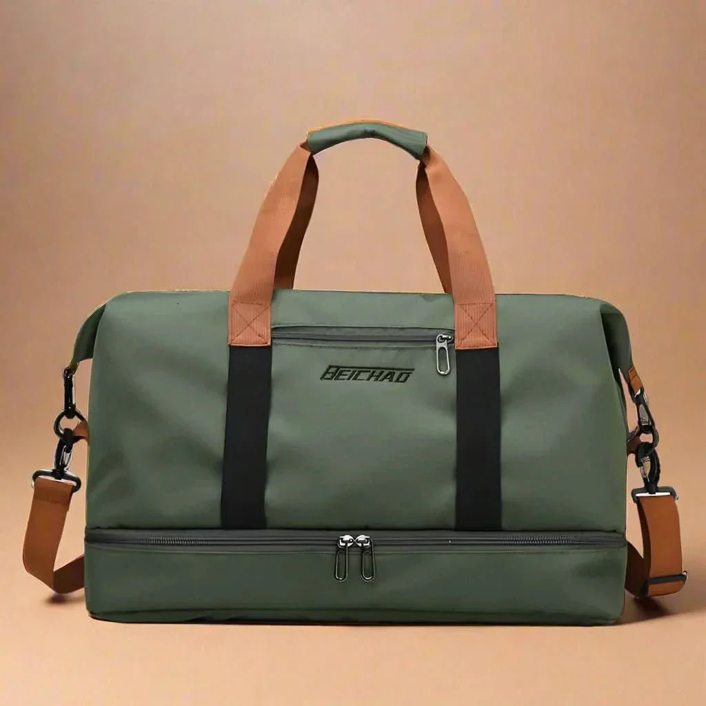 STRIDEGEAR – Waterproof Duffel Bag with Shoe Compartment & Dry-Wet Separation