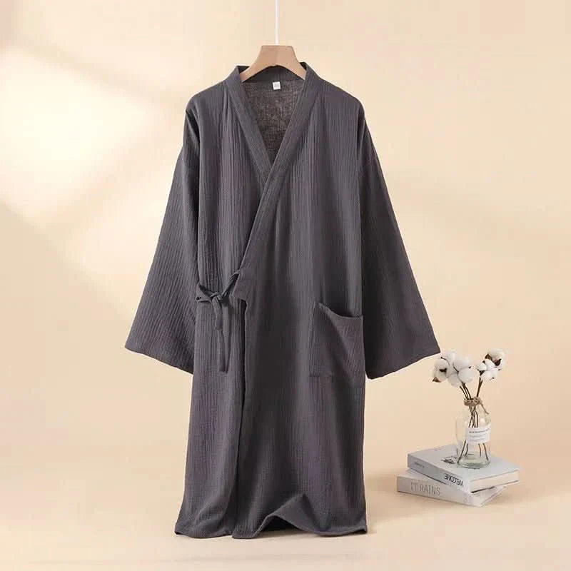 KOMFERA - Premium Cotton Lounge Kimono, Breathable unisex bathrobe for relaxation and home spa