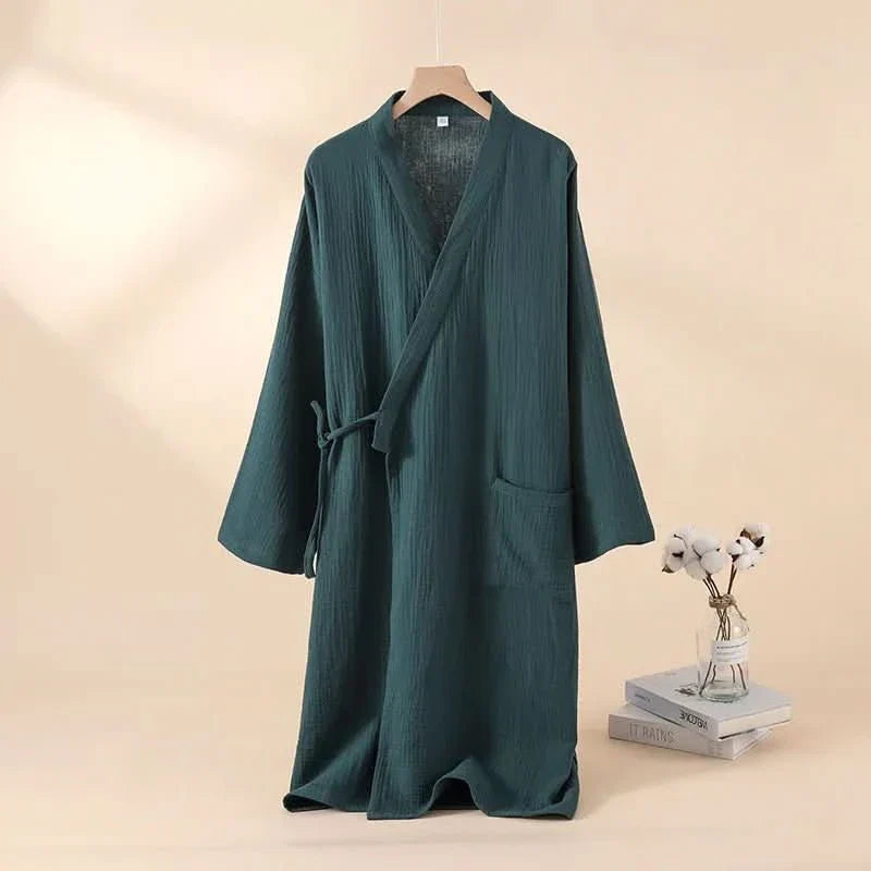KOMFERA - Premium Cotton Lounge Kimono, Breathable unisex bathrobe for relaxation and home spa