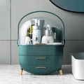 Green Elegant Makeup Organiser with Drawers and Handle
