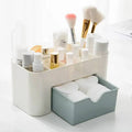 Double-Layer Plastic Makeup Organiser with Drawers and Jewellery Display