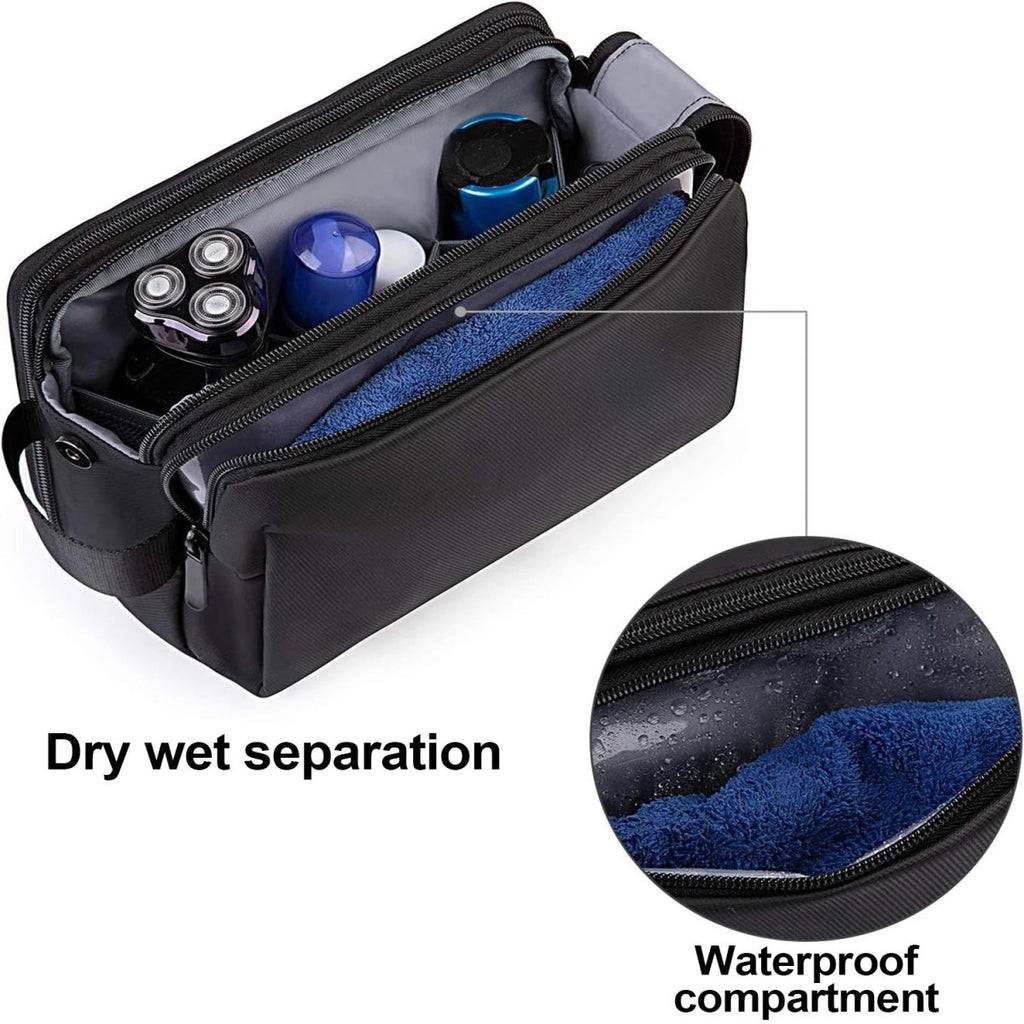 PACKWISE – Men’s Large Travel Toiletry Bag Water-Repellent Double Zipper Design