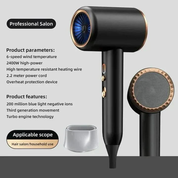 GLAMDRY – 2400W Ionic Hair Dryer for Fast, Frizz-Free & Shiny Styling